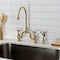 Kingston Brass Bridge Kitchen Faucet with Brass Sprayer, Brushed Brass KS7797BPLBS - alternate 3